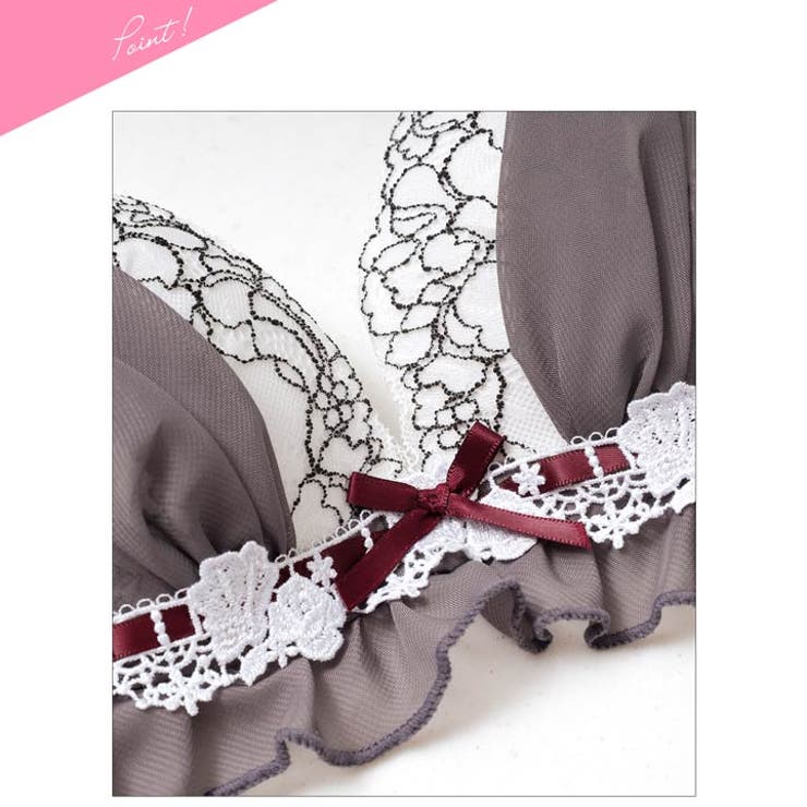 スウィートフリルシフォンブラジャー&フルバックショーツ | Dazzy | 詳細画像9 