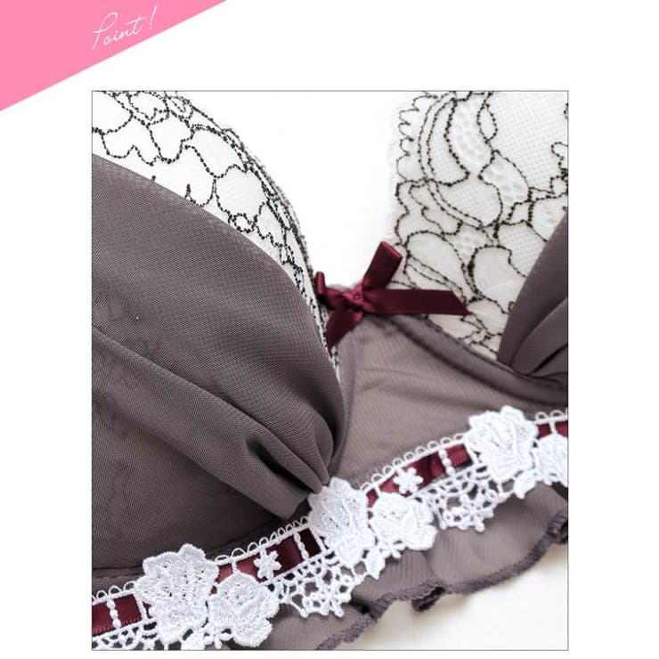 [EFサイズ]スウィートフリルシフォンブラジャー&フルバックショーツ | Dazzy | 詳細画像9 