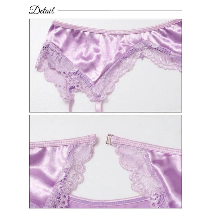 [4点セット] ミスティックサテンレースブラジャー&Tバック&ガーターベルト&足… | Dazzy | 詳細画像10 