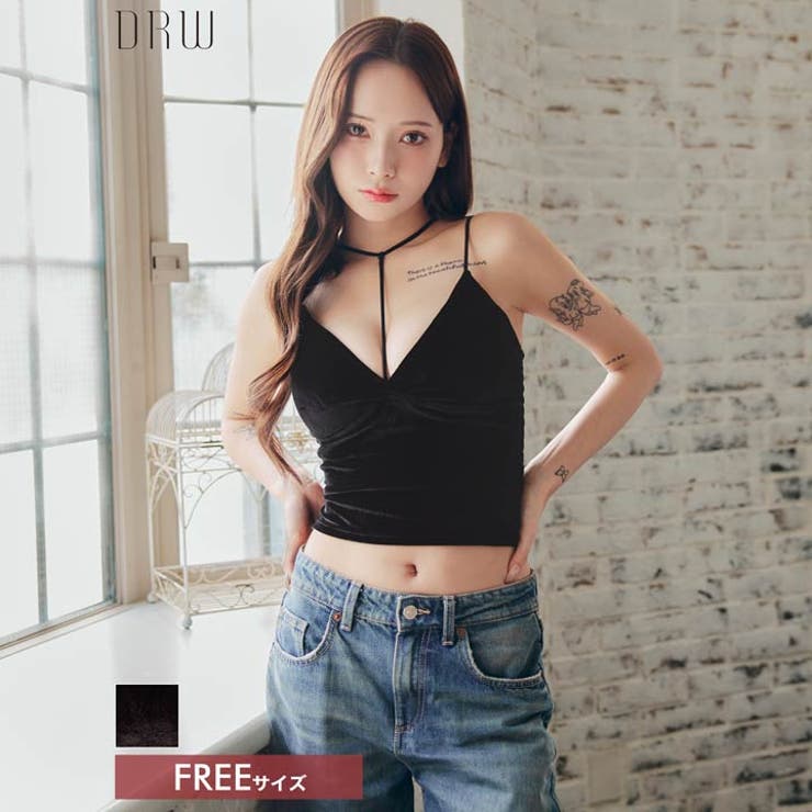 コードデザインベロアキャミソール | Dazzy | 詳細画像1 