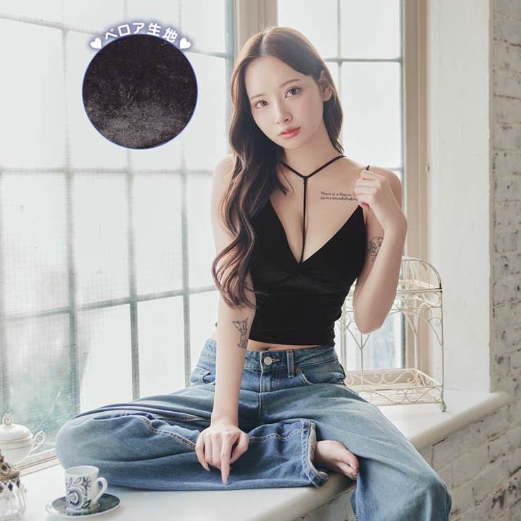 コードデザインベロアキャミソール | Dazzy | 詳細画像2 