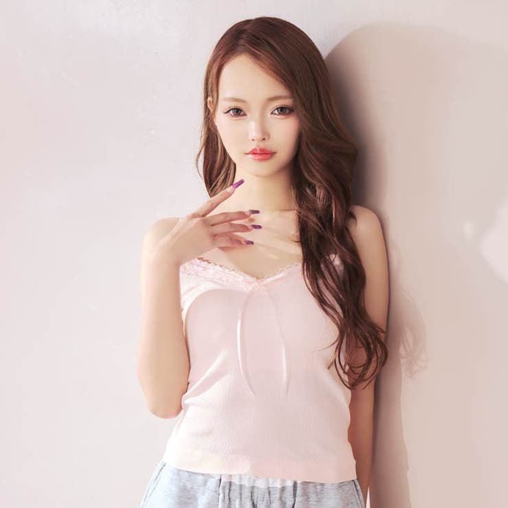 ガーリーレースリボンカップ付きキャミソール | Dazzy | 詳細画像3 