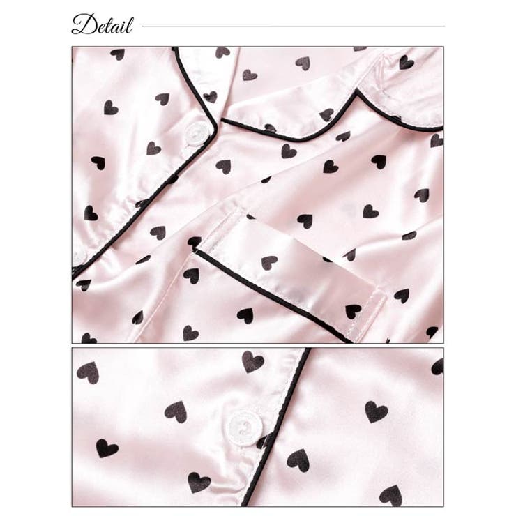 ガーリーハートサテントップス&ロングパンツルームウェア | Dazzy | 詳細画像8 