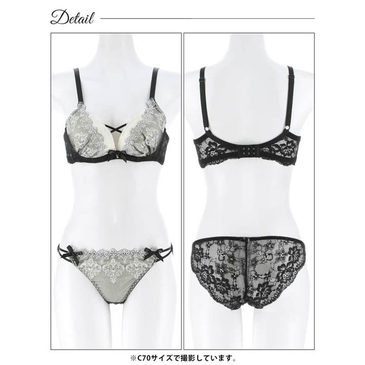 [EFサイズ]エレガントエンブロイダリー脇高ブラジャー＆バック透けフルバックショ… | Dazzy | 詳細画像11 