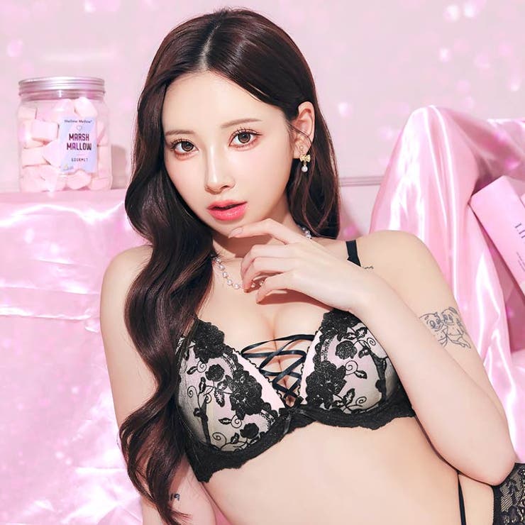 [EFサイズ]ノワールフラワーレースアップブラジャー&バック透けフルバックショー… | Dazzy | 詳細画像5 