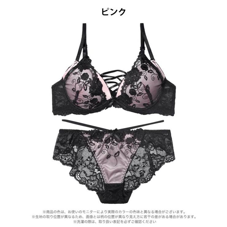 [EFサイズ]ノワールフラワーレースアップブラジャー&バック透けフルバックショー… | Dazzy | 詳細画像9 