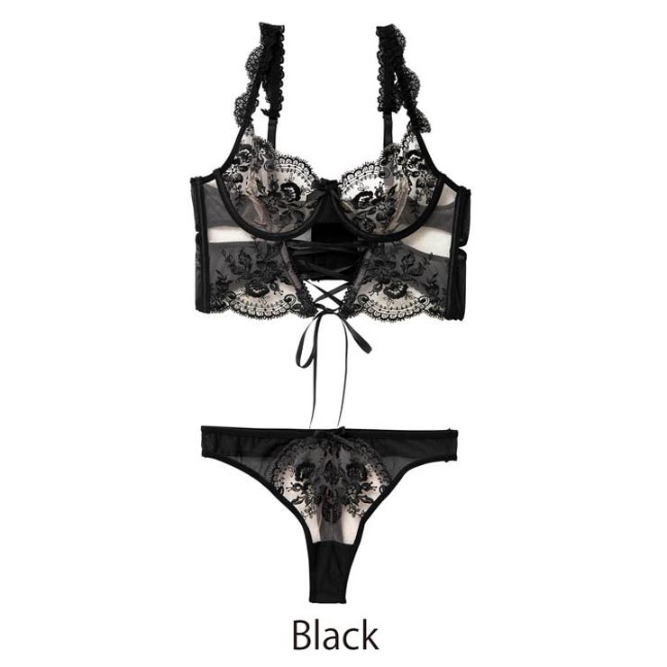 [CARRIEFRANCA]レースアップフラワービスチェブラセット | Dazzy | 詳細画像10 