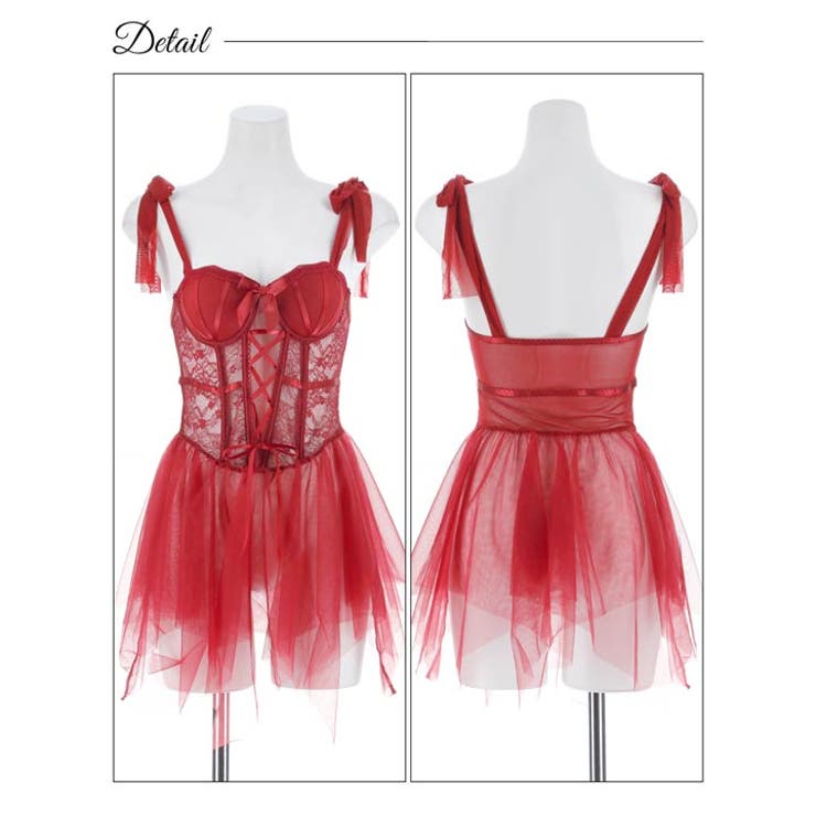 レースアップリボンショルダーベビードール | Dazzy | 詳細画像9 