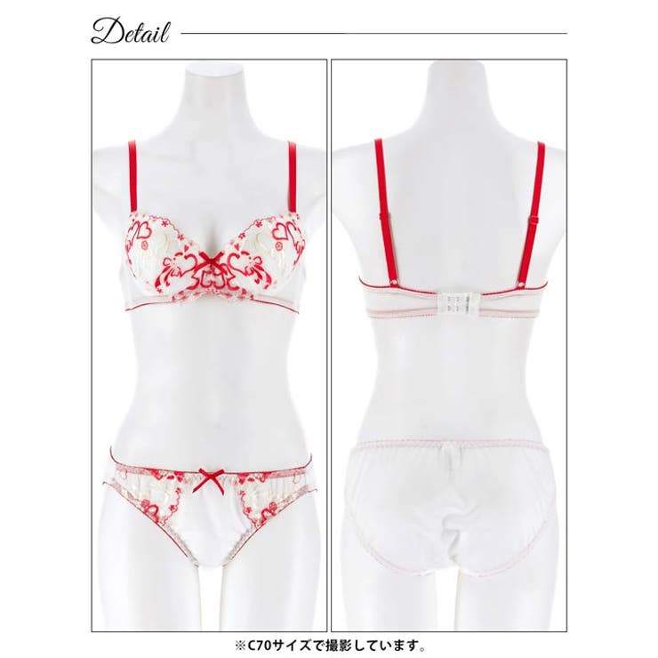 レトロガーリーハートブラジャー＆フルバックショーツ | Dazzy | 詳細画像12 