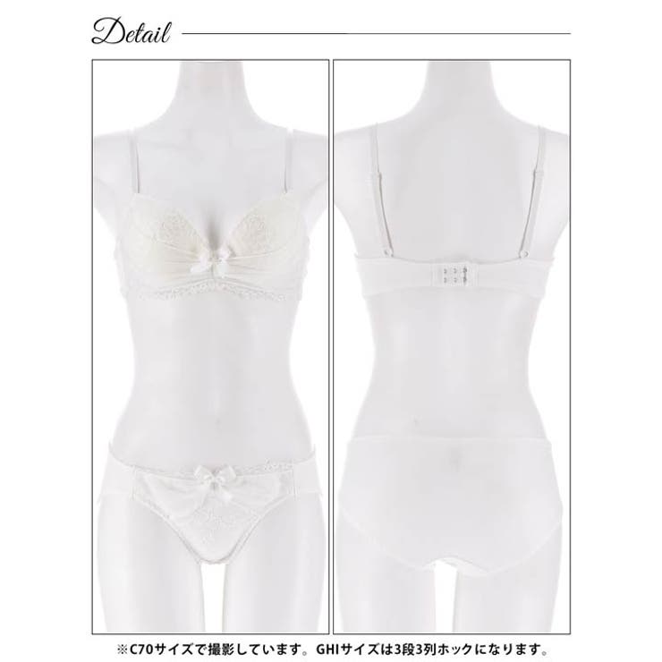 【GHIサイズ】レーシィストライプシフォンブラジャー&フルバックショーツ | Dazzy | 詳細画像12 