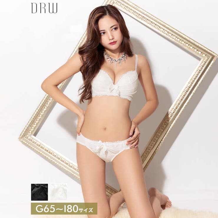 【GHIサイズ】レーシィストライプシフォンブラジャー&フルバックショーツ | Dazzy | 詳細画像3 