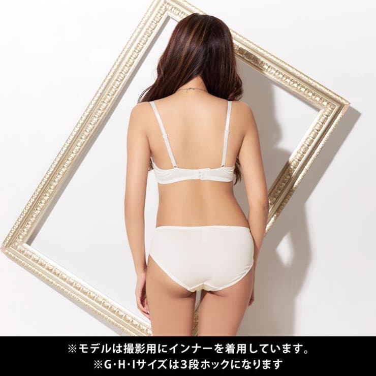 【GHIサイズ】レーシィストライプシフォンブラジャー&フルバックショーツ | Dazzy | 詳細画像5 