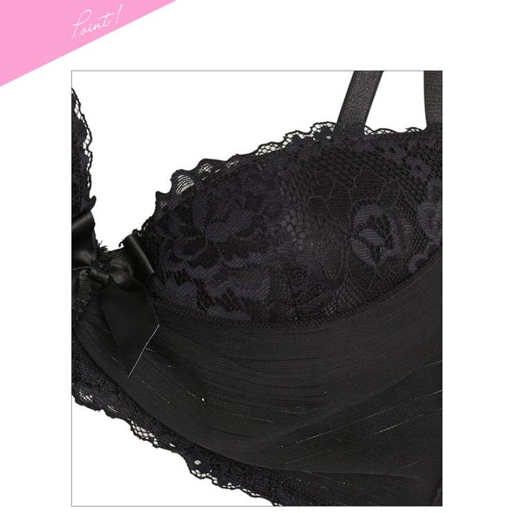 【GHIサイズ】レーシィストライプシフォンブラジャー&フルバックショーツ | Dazzy | 詳細画像9 