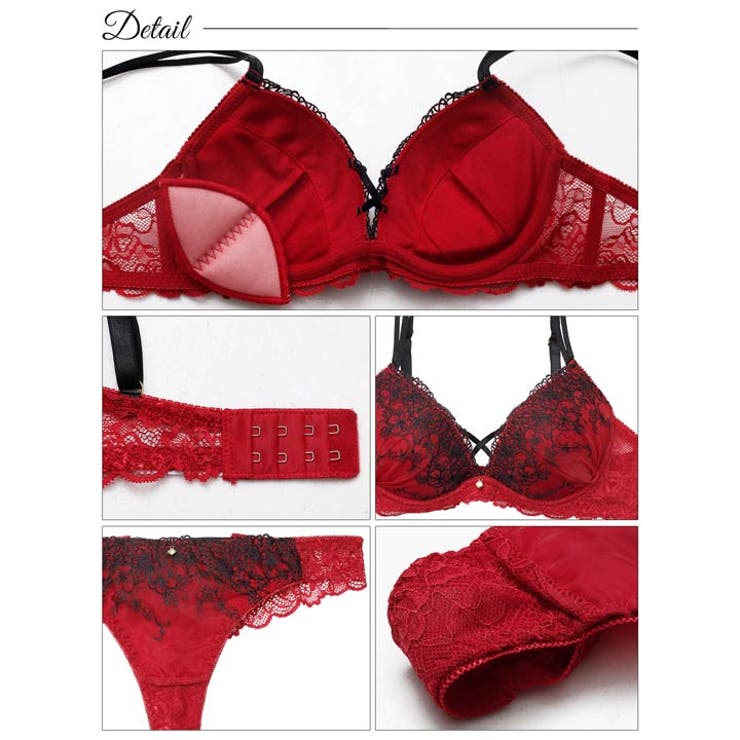 ディープクロスエンブロイダリーブラジャー&バック透けTバックショーツ | Dazzy | 詳細画像12 