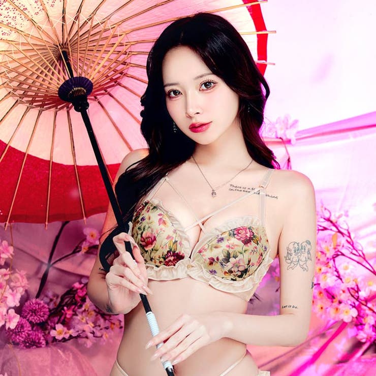 グロリアスブルームフリルブラジャー&バック透けTバックショーツ | Dazzy | 詳細画像2 