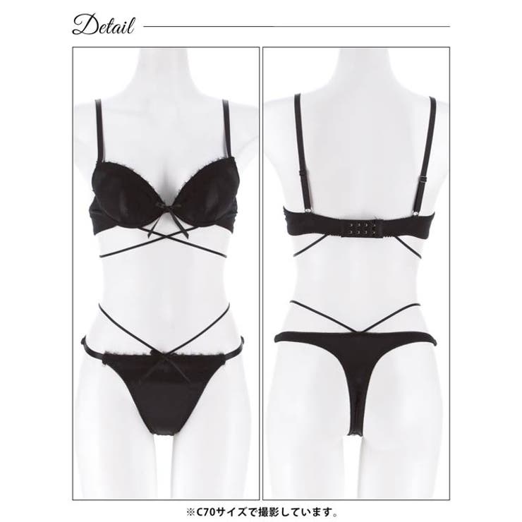 グリッターサテンレースストリングブラジャー&Tバックショーツ | Dazzy | 詳細画像11 
