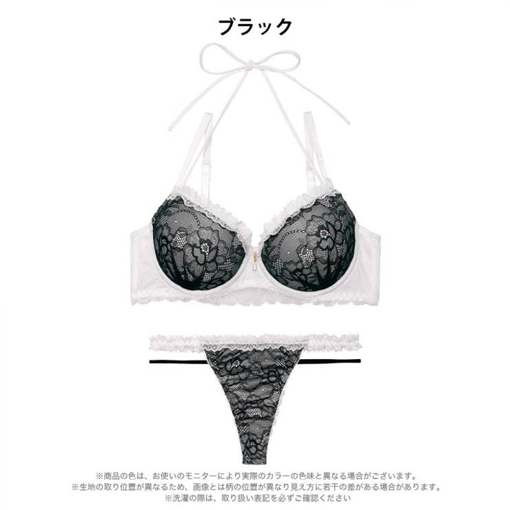 ブルームレーシィホルターネックブラジャー&バック透けTバックショーツ | Dazzy | 詳細画像10 