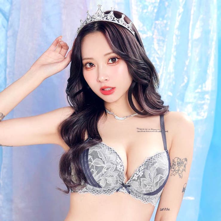 【Tバック】ボタニカルレースチュールブラジャー＆Tバックショーツ | Dazzy | 詳細画像2 