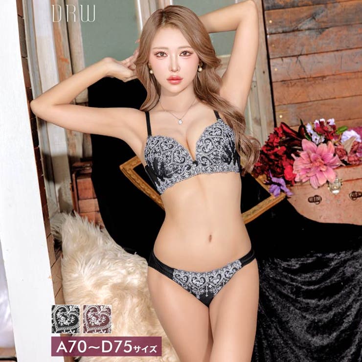 ロイヤルハートチュールレースブラジャー&フルバックショーツ | Dazzy | 詳細画像1 