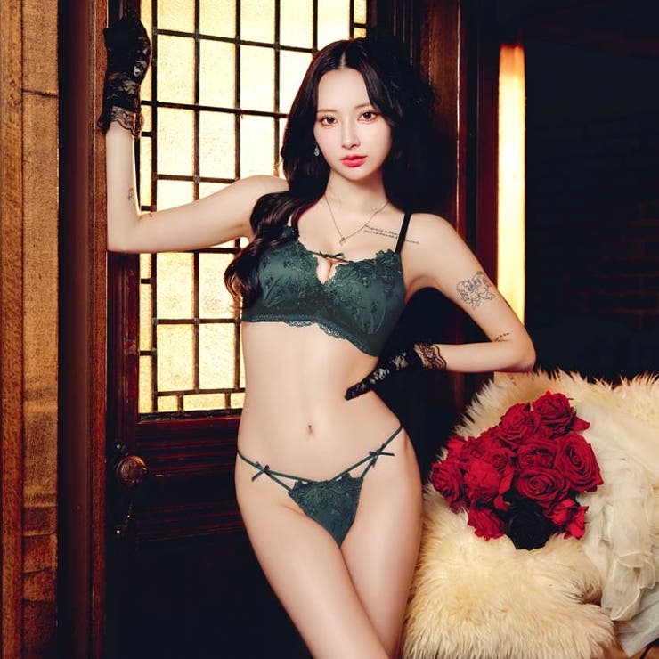 [3点セット]ディープローズリボンコード脇高ブラジャー&フルバック&Tバックショ… | Dazzy | 詳細画像8 