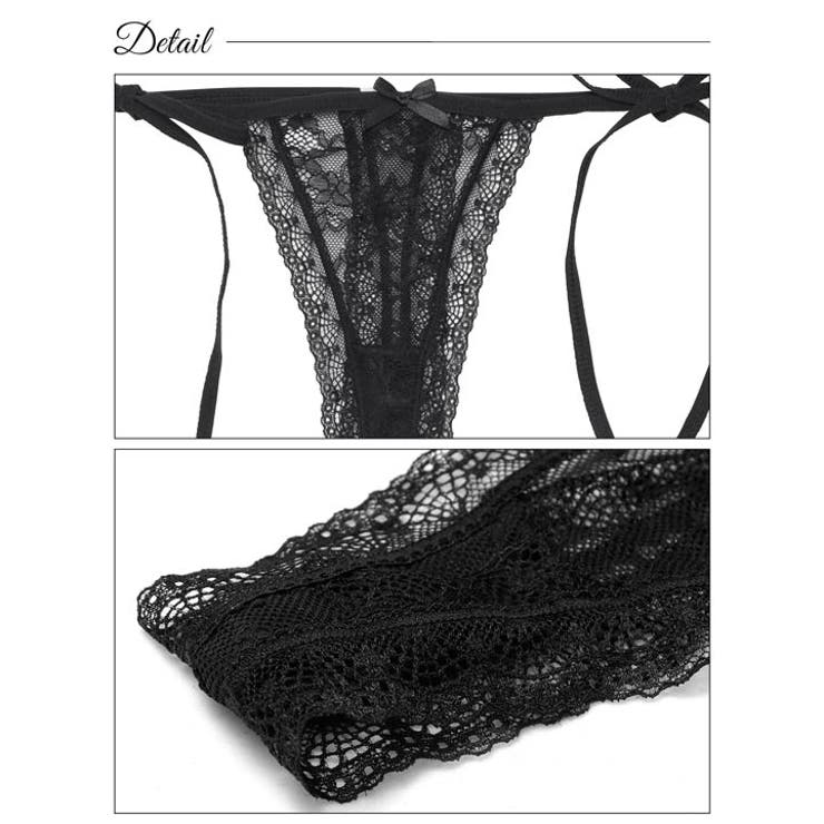 ヌーディーレースサイド紐バック透けTバックショーツ単品 | Dazzy | 詳細画像8 