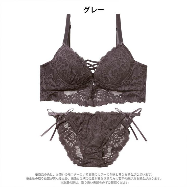 ノーブルレースアップビスチェ脇高ブラジャー&バック透けフルバックショーツ | Dazzy | 詳細画像9 