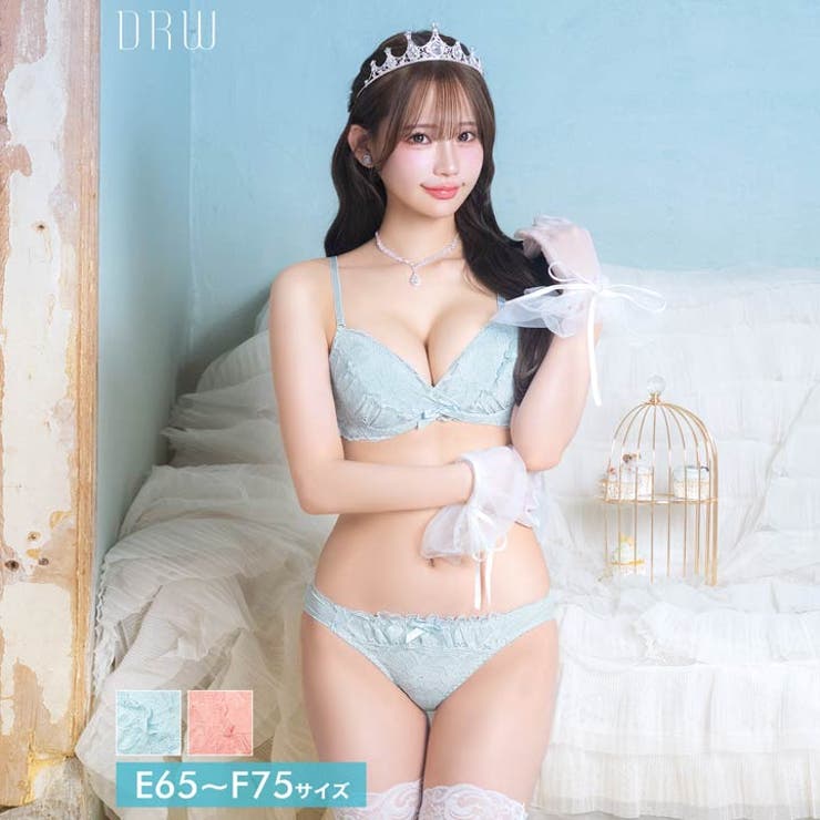 [EFサイズ]スウィートカシュクールレースブラジャー&フルバックショーツ | Dazzy | 詳細画像1 