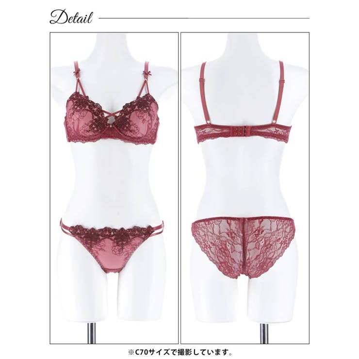 【EFサイズ】ゴシックダークフラワーブラジャー&バック透けフルバックショーツ | Dazzy | 詳細画像12 