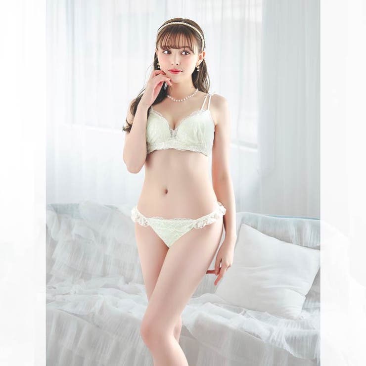 [3点セット]ミューズリボンレース脇高ブラジャー&フルバック&Tバックショーツ | Dazzy | 詳細画像7 