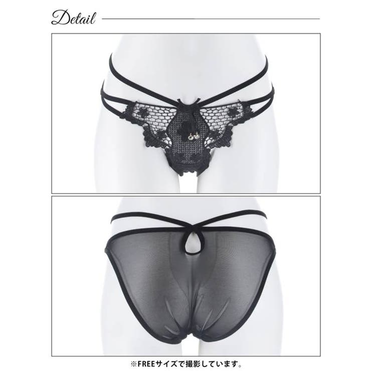 ダブルストリングヌーディレースバック透けフルバックショーツ単品 | Dazzy | 詳細画像5 