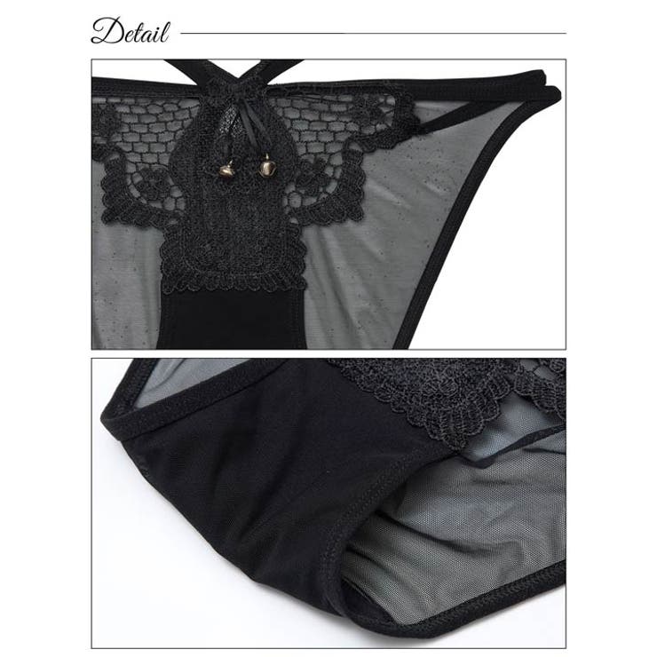 ダブルストリングヌーディレースバック透けフルバックショーツ単品 | Dazzy | 詳細画像6 