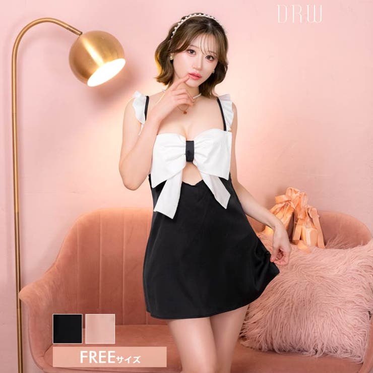 バイカラースクエアリボンベビードール | Dazzy | 詳細画像1 