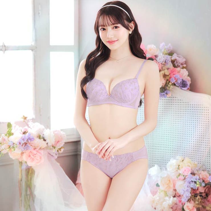 スウィートピュアフラワーブラジャー&フルバックショーツ | Dazzy | 詳細画像5 