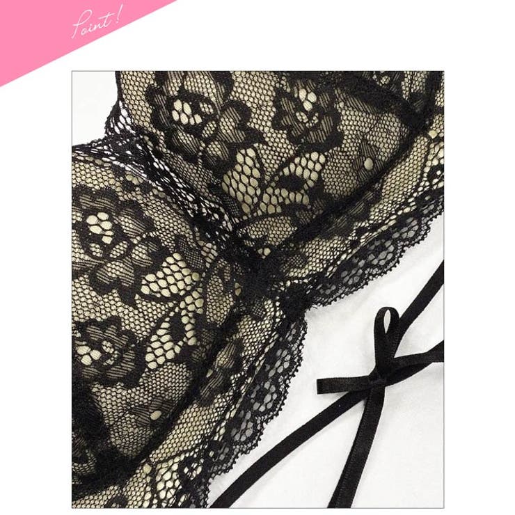 [3点セット]ディープシアーレースコード脇高ブラジャー&フルバック&Tバックショ… | Dazzy | 詳細画像11 