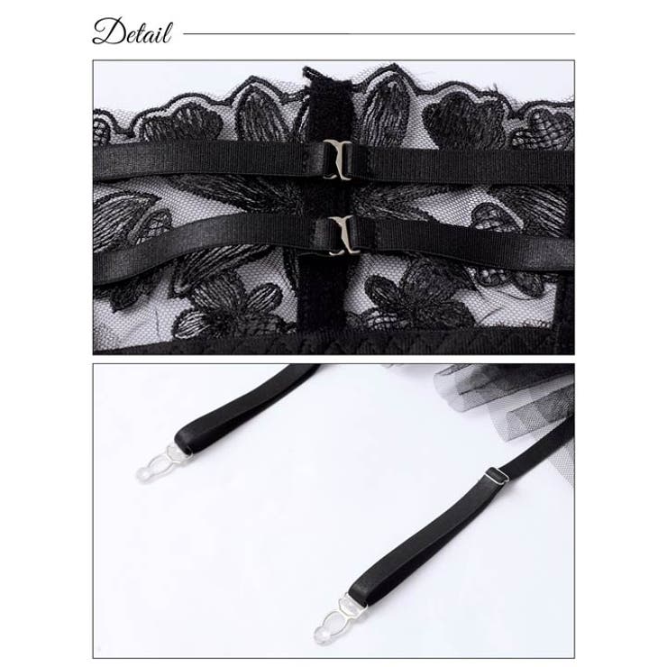 [3点セット]ノーブルシアーブルームブラジャー&Tバックショーツ&ガーターベルト | Dazzy | 詳細画像11 