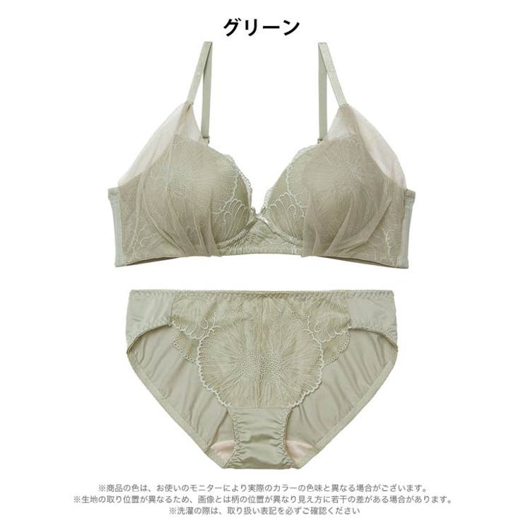 [ノンワイヤー]カームフラワーレースブラジャー&フルバックショーツ | Dazzy | 詳細画像8 