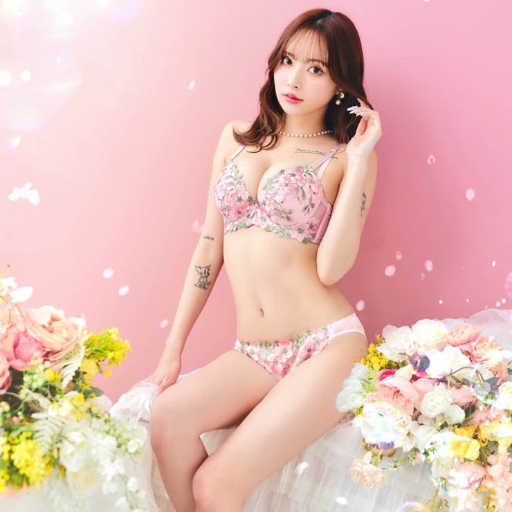 [EFサイズ]フェアリーテイルフラワー脇高ブラジャー&フルバックショーツ | Dazzy | 詳細画像8 
