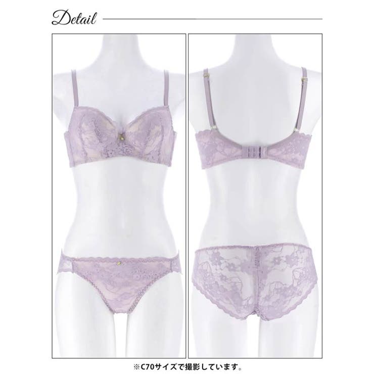 ニュアンスフラワーレース脇高ブラジャー&バック透けフルバックショーツ | Dazzy | 詳細画像13 