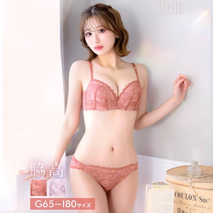 [GHIサイズ]ニュアンスフラワーレース脇高ブラジャー&バック透けフルバックショ… | Dazzy | 詳細画像1 