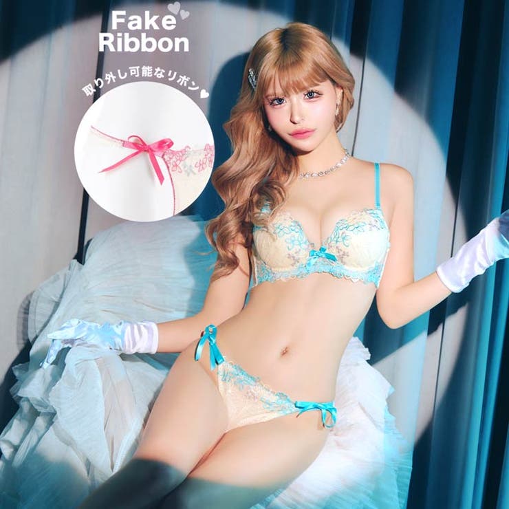 プリティビビットフルールブラジャー&サイド紐バック透けフルバックショーツ | Dazzy | 詳細画像3 