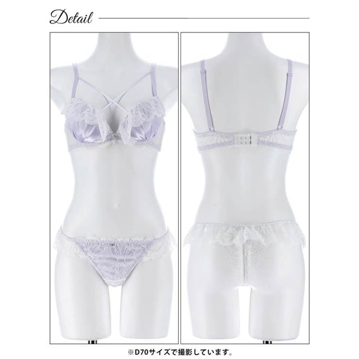 [かとゆり着用]ミルキーサテンレースブラジャー&バック透けTバックショーツ | Dazzy | 詳細画像13 