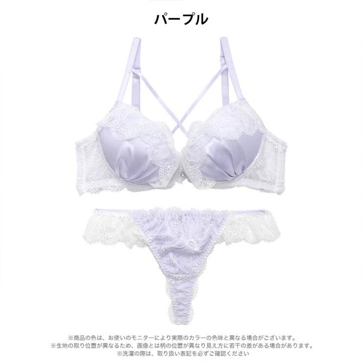 [かとゆり着用]ミルキーサテンレースブラジャー&バック透けTバックショーツ | Dazzy | 詳細画像9 