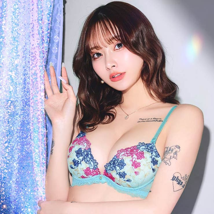 アラベスクビビッドブルームブラジャー&バック透けTバックショーツ | Dazzy | 詳細画像2 