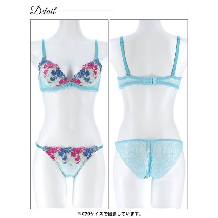 [EFサイズ]アラベスクビビッドブルームブラジャー&バック透けフルバックショーツ | Dazzy | 詳細画像12 