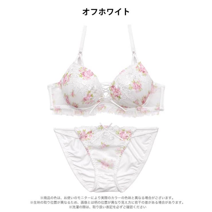 [かとゆり着用]ガーリーフラワーレースアップブラジャー&フルバックショーツ | Dazzy | 詳細画像11 