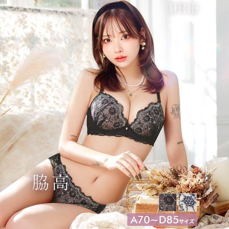 シャイニークリスタル脇高ブラジャー&バック透けフルバックショーツ | Dazzy | 詳細画像1 