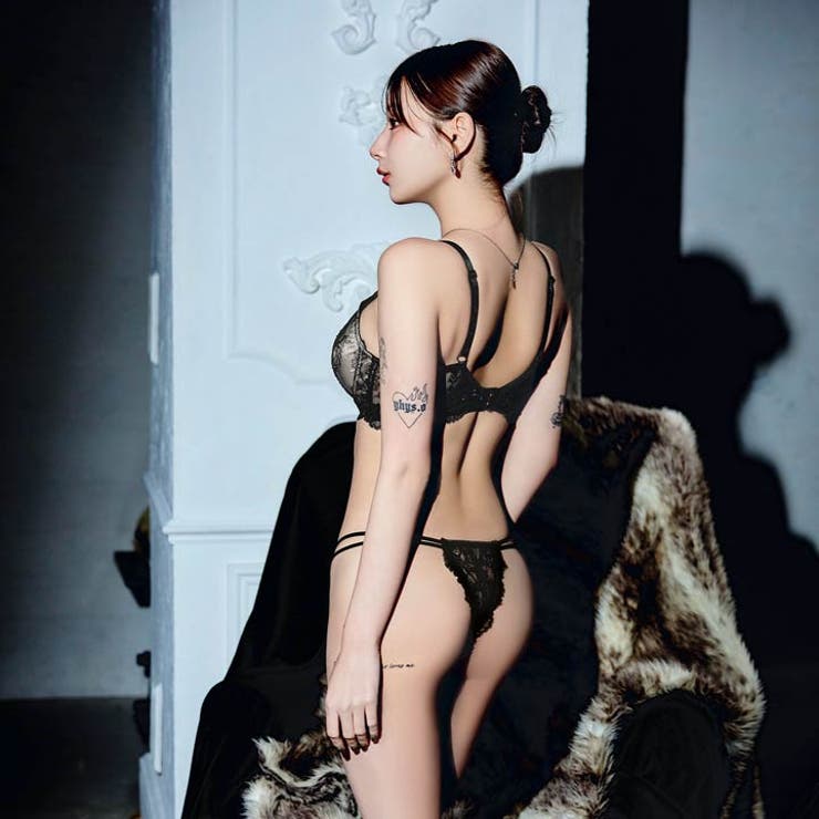 ビターサテンコード脇高ブラジャー&バック透けTバックショーツ | Dazzy | 詳細画像6 
