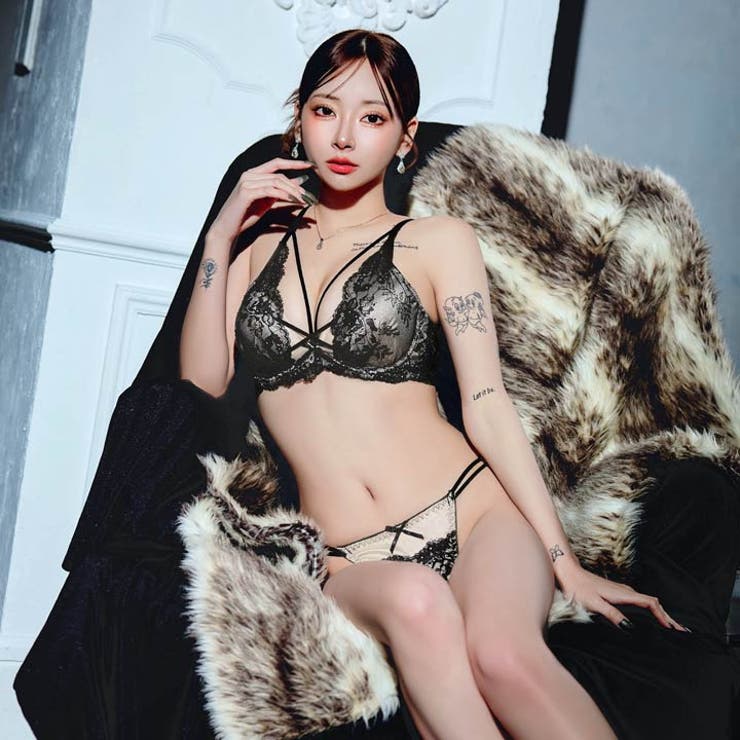 ビターサテンコード脇高ブラジャー&バック透けTバックショーツ | Dazzy | 詳細画像8 
