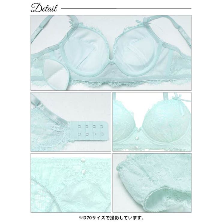 【かとゆり着用】スウィートレースボタンブラジャー&バック透けフルバックショーツ | Dazzy | 詳細画像15 