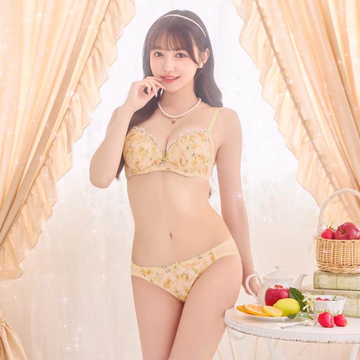 【EFサイズ】シトラスフルールシフォンブラジャー&フルバックショーツ | Dazzy | 詳細画像5 
